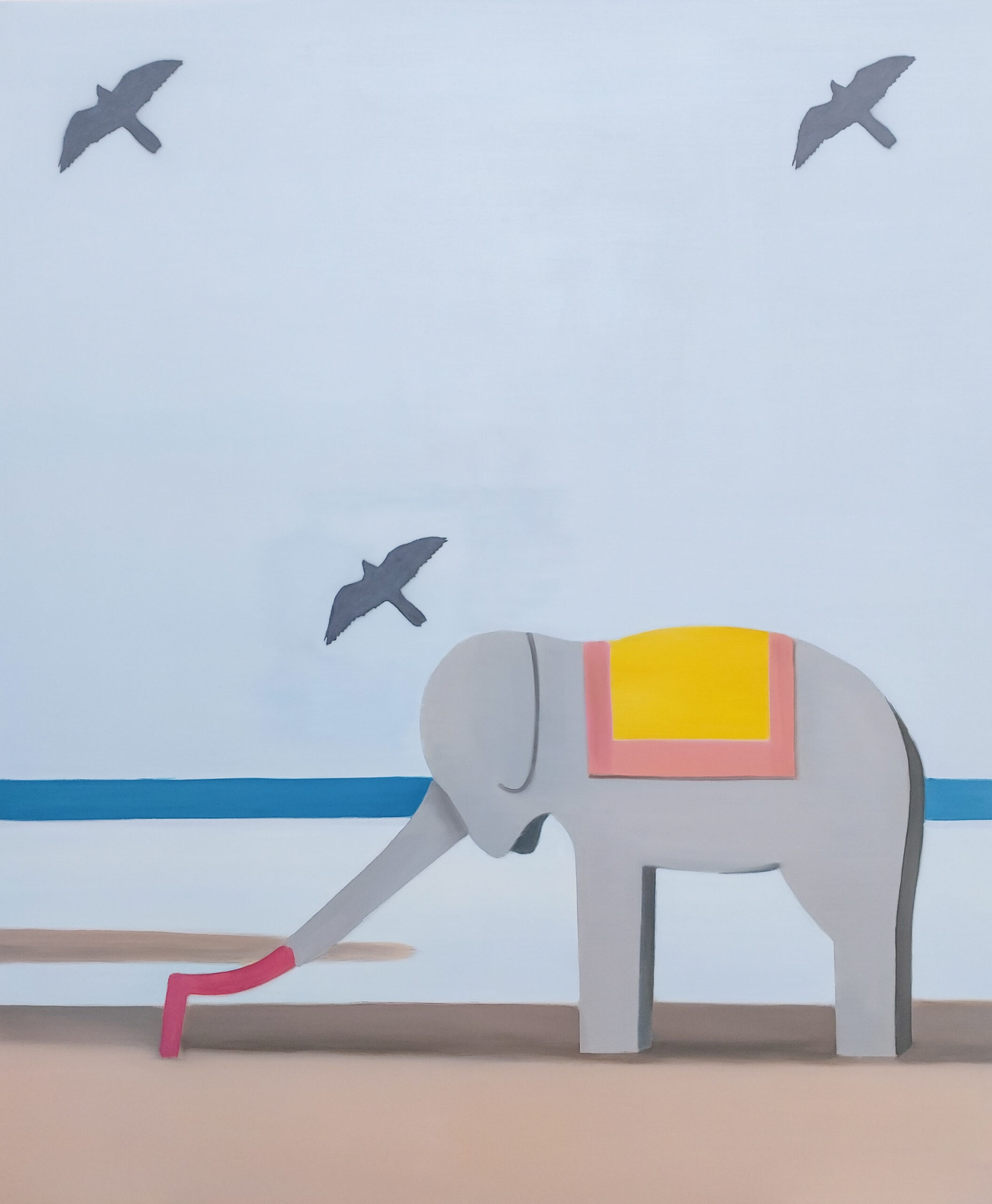 Elephant. Felicija Dudoit 2021. Oil on Canvas 216×180 cm.